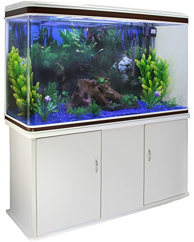 MonsterShop Aquarium Starter Komplettset Aquarium mit passendem Unterschrank inklusive Aquarienpflanzen Blauer Kies Aquarium Hintergrund 143.5cm H x 120.5cm B x 39cm T