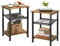 iDavosic.ly Beistelltisch Schwarz Metall, 3 Ebenen Kleiner Beistelltische Holz, Nachttisch 2er Set Nightstand Side Table Couchtisch für Outdoor Wohnzimmer Schlafzimmer Büro Vintagebraun - 2