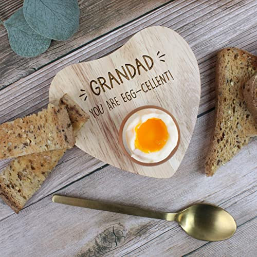 eBuyGB Heart Shaped Cup You are Egg-cellent Breakfast Board, Rubberwood, Grandad