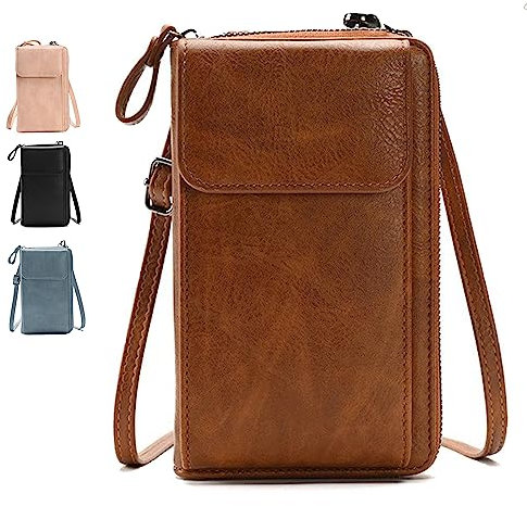 GoPaw Mini Sac à Bandoulière pour Téléphone Portable, En Cuir Porte Monnaie Téléphone Portable pour femmes, Petit Sac Bandoulière Femme, Petit sac à bandoulière pour femme(Marron B)