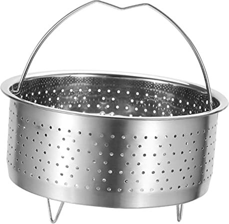 minkissy Reisdampfer aus Edelstahl Reissiebkorb Mesh-Dampfgarer Duo Momo Filter Luftfritteuse Kleiner Dampfer Dim-Sum-Dampfgarer Waschbecken Metall runder Korb Nudel Stativ Rostfreier Stahl