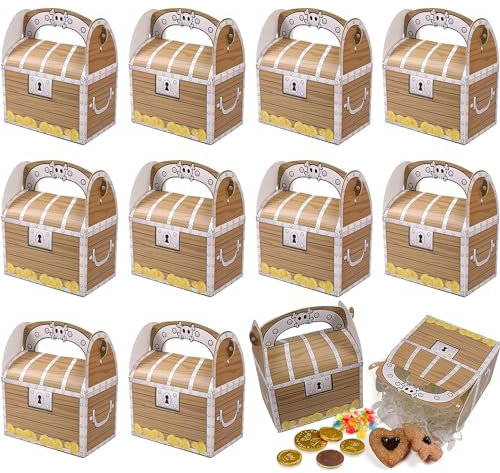 Piraten Schatzkiste 12 Stück Pirat Schatztruhe Kindergeburtstag Piraten Schatzkiste Mitgebsel Box Piraten Party Box für Schatzkarte Kindergeburtstag Party Mitgebsel Give-aways