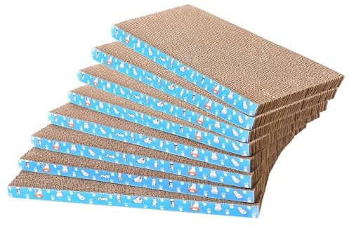 8 Packs in 1 Cat Scratch Pad, Cat Scratcher Cardboard,Reversible,Durable Recyclable Cardboard, Premium Scratch, Suitable for Cats to Rest, Grind Claws and Play (0.8 H(8 Packs))