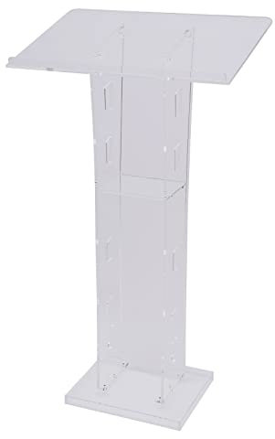 KLOOLIVE Acryl Podium Mobiles Stehpult aus Acryl Tragbares Rednerpult Schule Event Konferenz Kirche Clear Lectern 110 cm Hoch