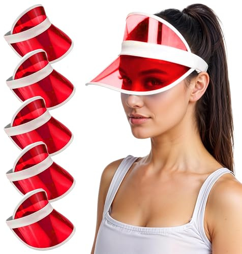 WickedFun® Unisex Retro 80s Neon Sun Visor Hat Headband Cap for Golf Tennis Stag Poker Party