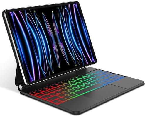 IVEOPPE Magnetic Keyboard Case for iPad Air 11 inch M2 2024, Case for iPad Pro 11 inch 4th/3rd/2nd/1st Gen, Trackpad Keyboard for Air 5th/4th Gen, UK Layout with Backlight - Black