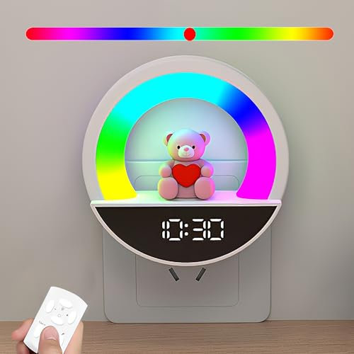 LED Nachtlicht Steckdose Dimmbare Baby Nachtlampe mit Fernbedienung Warmweiß und Farbwechselmodus Kinderlampe Kinder Automatisch Stilllicht für Babyzimmer Kinderzimmer Schlafzimmer Flur Treppenhaus