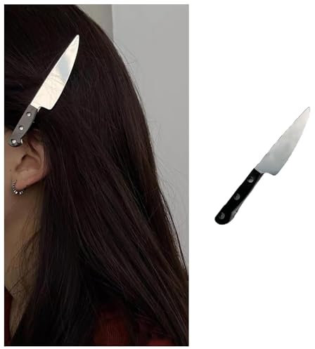 Dervivea Pince À Cheveux Punk Couteau Barrette Argentée Pince Latérale Pince À Cheveux Hip Hop Pince À Cheveux En Forme De Couteau Pince À Cheveux Gothique Halloween Accessoires De Cheveux Décoratifs