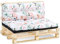 Amazinggirl Palettenkissen Outdoor Kissen Set: Rückenkissen 40x120 cm und Sitzkissen 80x120 cm - Auflagen für Paletten Europaletten Palettensofa und Palettenmöbel Palettenpolster Blumen Weiß