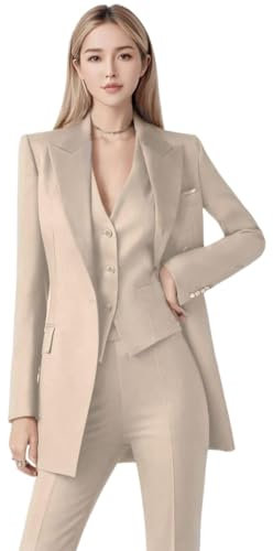 Leader of Beauty Pantalon de travail 3 pièces solide pour femme, champagne, XXL