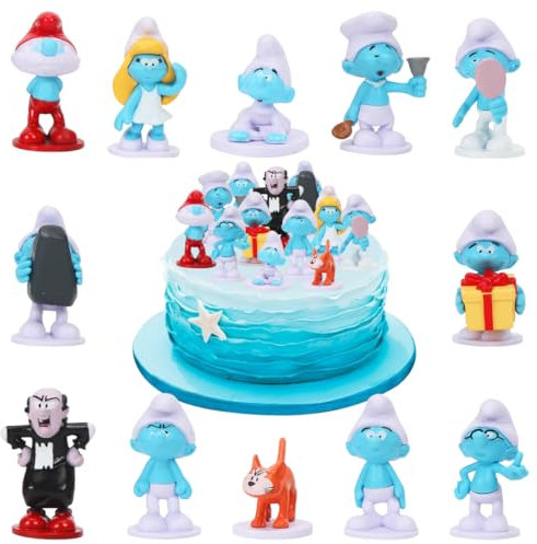 Mini Figuren Set, 12 Stück Tortendeko Blau Smurfs, Kuchendekoration, Cupcake Figuren Dekoration, Cartoon Figur Geburtstag Tortendeko, Collectibles Spielzeug Figur, Geburtstags Party Liefert