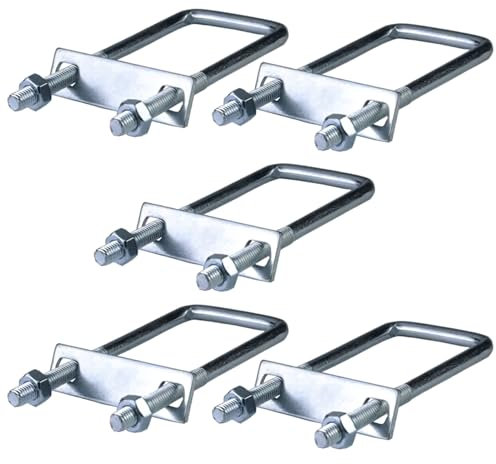 esmen U-Bolzen M8 Vierkantklemme, Eisenmaterial, quadratische U-Bolzen, U-Kreuz-Rohrschelle, Rohrschellen-Befestigungsclip mit Schallwand und Kolben