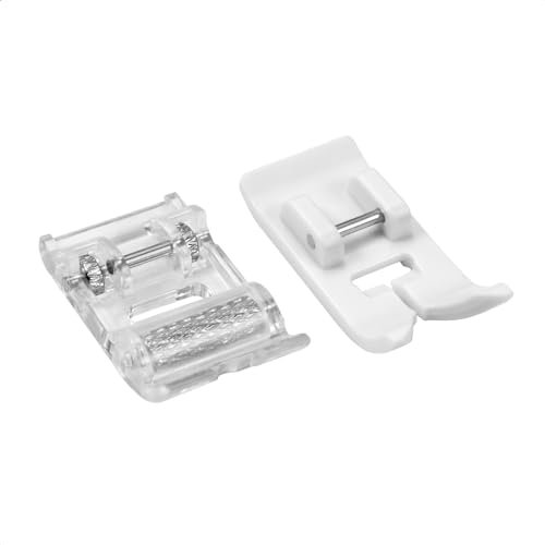 FIKLOTA Lot de 2 pieds à rouleau et pied presseur en téflon anti-adhésif pour machines à coudre Singer, Brother, Janome, Juki, Babylock, Elna, Kenmore, White, Necchi, Toyota, etc