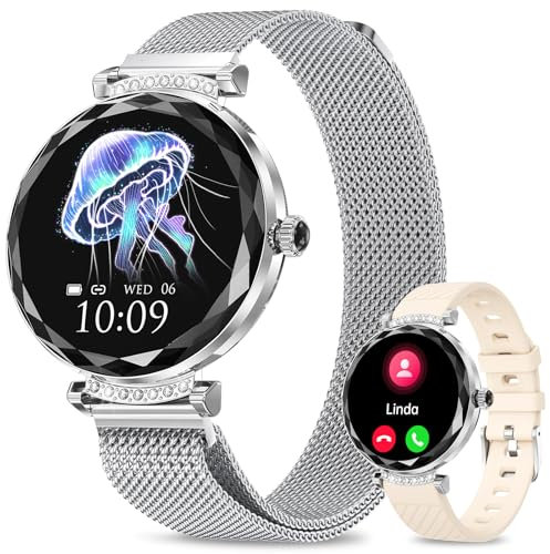 Fitonme 1.19 Smartwatch Donna,Telefonate Bluetooth Smartwatch,Monitoraggio SpO2/Sonno/Pressione Sanguigna/Frequenza Cardiaca,Resistenza all'Acqua 5ATM IP68,iOS Android Smart Watch-Argento