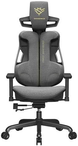 SONGMICS Silla Gaming, Silla de Oficina, Altura Ajustable, Fibra de Carbono, Reposacabezas y Reposabrazos Ajustables, Respaldo Inclinable, Carga 150 kg, Gris Paloma OBG067G01V1