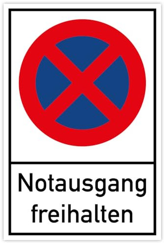 MBS-SIGNS Aufkleber Kombi „Parkverbot – Notausgang freihalten“ Hinweis Verbot Symbol Folie | Größe wählbar Made in Germany, Größen Name: Aufkleber | 20 x 30 cm