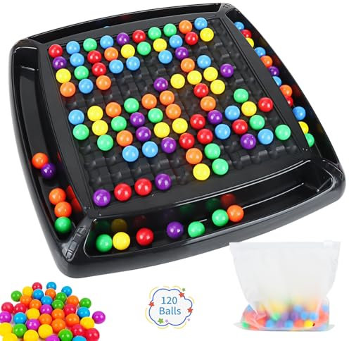 Intellektuelles Schachbrett Doppelduell, Puzzle Magic Chess Board Rainbow Ball, Regenbogenball Schachbrett Strategiespiele, Regenbogenball Eliminierung Spiel, Familienspiel Strategiespiel (120)