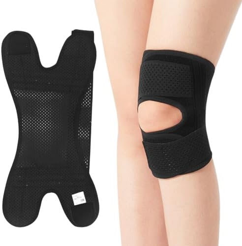 Ginocchiera a Compressione Doppia Rotula,Ginocchiere Ginnastica Ritmica,Regolabile Ginocchiera Rotulea ortopedica,per Legamenti Menisco, Rotula, Artrite, Sollievo dal Dolore, Corsa, Pallavolo,L