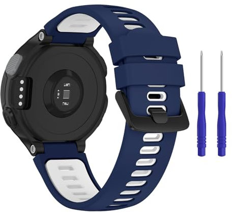 Vancle Armband für Garmin Forerunner 735XT Armband,Silikon Sport Ersatzarmbänder Uhrenarmband für Garmin Forerunner 735XT 235 235 Lite 230 220 620 630(Blau Weiss)