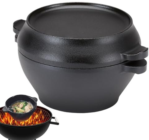 Pot de service pour four hollandais - Pot hollandais en fonte, petit pot néerlandais en fonte | Four néerlandais à double poignée pour la cuisson du pain, puissant pot hollandais en fonte, pentol
