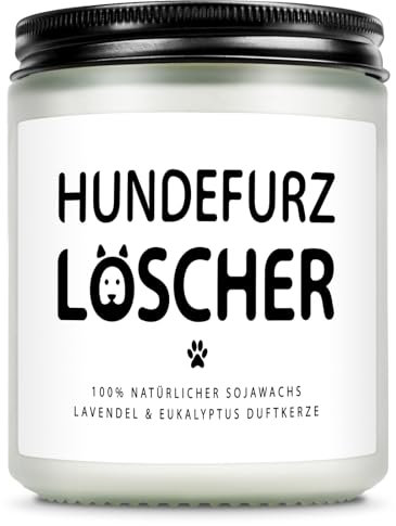 Giftasy Geschenke für Hundebesitzer Frauen - Duftkerze mit Spruch, Lustige Geschenk für Hunde Liebhaber Frau zum Geburtstag, Hundefurz Löscher
