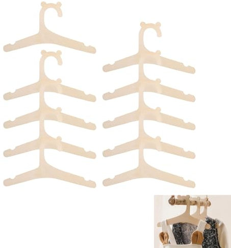 10 perchas de madera para bebés, perchas de bebé para ropa, perchas antideslizantes para bebés, perchas de madera que ahorran espacio, pequeñas perchas con forma de oso para ropa, vestidos, blusas,