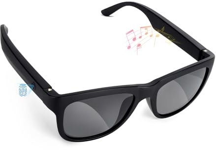 Serlium Smart Brille, Polarisierte Bluetooth-Sonnenbrille, Open Ear Smart Sonnenbrille mit zwei Lautsprechern, Freisprecheinrichtung, Touch-Steuerung, UV400-Glas, Unisex (Standard)