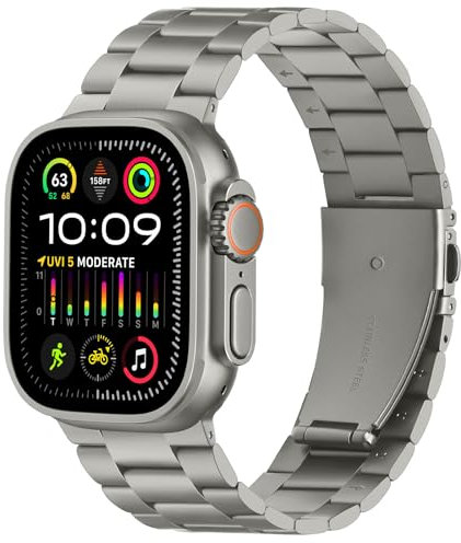 Anlinser Metallband Kompatibel mit Apple Watch Armband 49mm 46mm 45mm 44mm 42mm Kein Werkzeug Erforderlich, Ersatzband Kompatibel mit iWatch Ultra 2/Ultra SE Serie 10 9 8 7 6-1 (Titan)