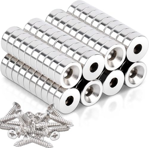 80 Stück Neodym Magnete mit Loch Magnete Extra Stark 8x3 mm Senkungsdurchmesser 3 mm Klein Starke Magnet für Magnettafel Küchenschrank Kühlschrank Pinnwand Magnetboard Küche Büro