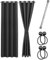 Praktisches Set ohne Bohren: 2x Vorhang + 1x Klemmstange silber 111-200 cm + 2x Raffhalter mit Magnet blickdicht & verdunkelnd, als Raumteiler, Fenster & Tür Anthrazit Thermovorhang 200x135cm