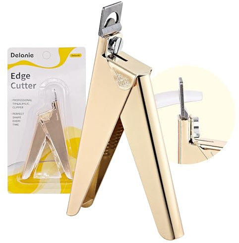 Delanie Coupe-Ongles Professionnel en Acier Inoxydable, Coupe Faux Ongle Coupe Capsules Ongles pour les Ongles Acryliques et Faux Ongle, pour Manucure et Pédicure, Doré