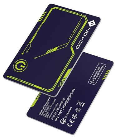 NOVOO Air Tag Card Wallet Tracker, 1,6 mm Slim Smart-Karte, 6 Jahre Batterie, IP68 wasserdicht, kompatibel mit Apple wo ist (iOS Only), Bluetooth Tracker für Brieftaschen, Koffer, Passports, Grün
