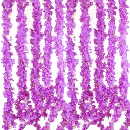 BSITSSS 3 Pezzi Ghirlanda Fiori Finti Lunga 200cm Ghirlanda Primaverile, Viola Fiori Artificiali Decorativi Per Bomboniere Matrimonio Arco di nozze Camera da Letto Casa Giardino