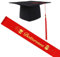 Cappello Laurea e Fascia Dottoressa Laurea, Tocco Laurea Regolabile con Nappa Rossa, Fascia Laurea, Gadget per Cerimonia/Festa di Laurea, Accessori per Toga di Laurea per Dottoressa (Oro)