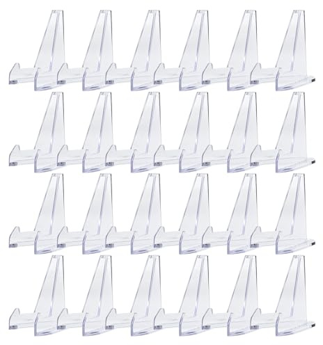 24Stück Kartenständer Acryl Klein,Staffeleiständer,Display Staffelei,Aufsteller Medaillenhalter Karten Ständerm,Kunststoff Staffeleien,Münzhalter Transparenter Halter für Münzen/Taschenuhren/Medaillen