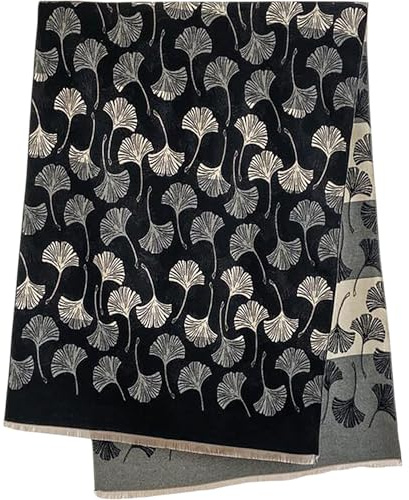 GFM Damen Schal Ginkgo Blumen Kaschmir Textur Pashmina Stil Schal Schal für Herbst Winter Weihnachten (FRLSHL-FF)