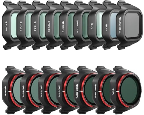 Freewell Mega kit di filtri per DJI Mini 5 Pro | UV, ND, ND/PL, LPR, foschia luminosa, ND1000 10 stop, CPL riduzione della foschia filtri cinematografici per fotografia aerea