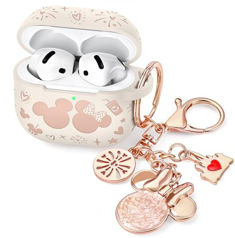 BEEXI Compatible with Apple Airpods 4 Case 2024 Women, Soft Silicone Two-Tone Funny Cartoon Engraved Portable 360° Full Protection Anti-Scratch Air pod 4 Case