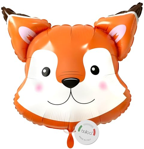 balloa Folienballon Fuchs, XXL Waldtiere Deko Kindergeburtstag, 62 cm | Fuchs Motiv im Woodland Stil, XXL Tierform, heliumgeeignet, ungefüllt, Deko für Kindergeburtstag und Waldtierparty