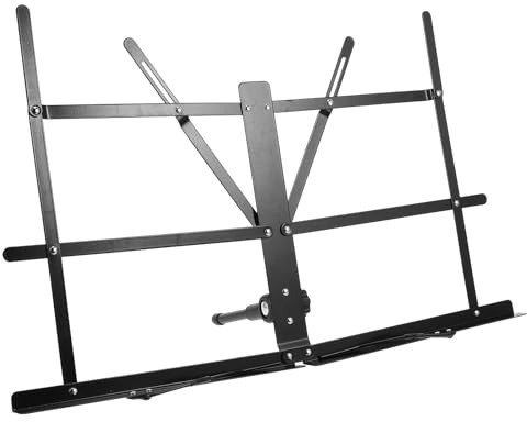 PAMINGONO Zusammenklappbarer Notenständer mit Tragetasche aus Metall und Gewebe Tragbarer Tablette Ständer Multifunktionales Design für Schreibtisch für Reise und Gitarren