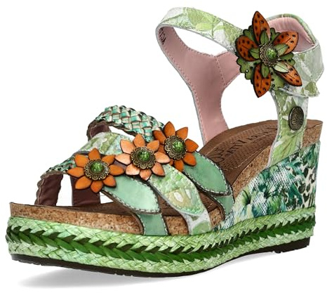 Laura Vita Damen Sandalette Plateau Espadrille mit Keilabsatz Facyo 74
