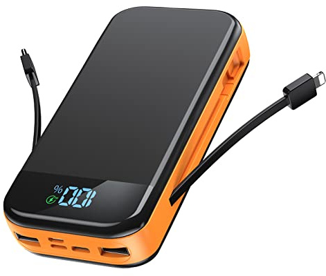 56800mAh PD35W Power Bank, Portable Charger Large Battery Pack, Fast Charging Phone Charger USB-C Input/Output, 5 Charging Ports and Built-in Dual Cables for Phone