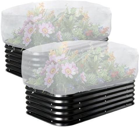 LINSOCLE 2 Stück Hochbeet Netz 130 x 80 x 55 cm, Kulturschutznetz Feinmaschig Hochbeetabdeckung - Atmungsaktiv, reißfestes Insektenschutznetz für Schutz vor Insekten und Vögel