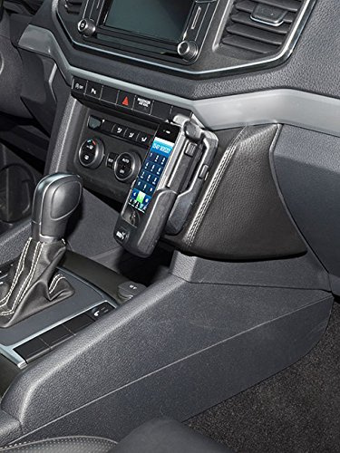 KUDA Handyhalterung passend für VW Amarok ab 2016 - Telefonkonsole für Smartphones, Handys, Navi und mehr – Echtlederkonsole, schwarz, 2860