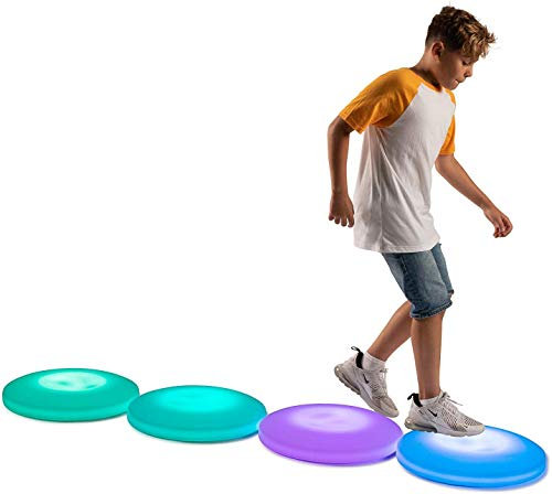 Round Interactive Light Up Floor Tile White Plastic Surface Sensory and Special Needs Toys