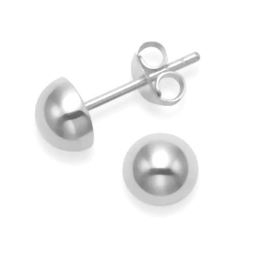 Minoplata Ohrringe Halbkugel 8 mm aus 925er Sterlingsilber, ein Basic, das in der Schmuckschatulle einer eleganten Frau nicht fehlen darf, auch schön für Mädchen