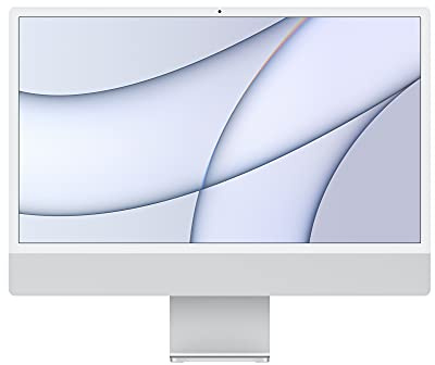 Apple 2021 Computer desktop all-in-one iMac con chip M1: CPU 8 core, GPU 8 core, display Retina da 24, 8GB di RAM, 512GB di archiviazione SSD. Compatibile con iPhone/iPad; color Argento