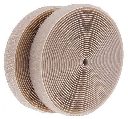 IHKFILAN Klettband 20 mm breit zum Nähen klettband beidseitig (Haken、Schlaufe) Nylon Gewebe-Klebeband mit Non-Kleber für DIY 4.57 M Rolle Khaki