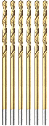 sourcing map High Speed Steel Straight Shank Twist Drill Bit Fully Ground Titanium Coated 1.5mm Drill Diameter 40mm Total Length 18mm Drill Bit Length 6 Pcs