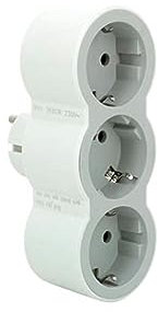 LEGRAND Adaptadores 3 Tomas de Enchufes/corriente Frontales 2P+T Horizontal, Ladron de enchufes, Color Blanco/gris claro 694518